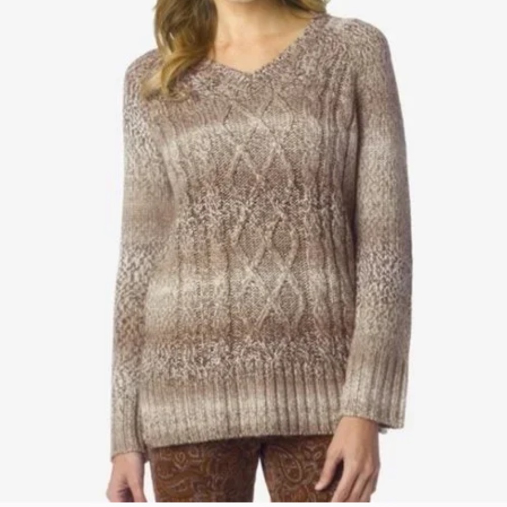 Prana Brown Ombre cable knit Leisel tunic sweater XS style W2LES314 soft girl